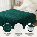 Cottonblue Jacquard Weighted Blanket for Adults 20 lbs Queen Size, Cozy Fluffy Sherpa Fleece Weighted Throw Blankets 60" x 80" for Sleep Relax, Fuzzy Warm Arch Heavy Blanket Soft for Bed Couch, Green