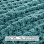 NEWCOSPLAY Super Soft Throw Blanket Teal Premium Silky Flannel Fleece 3D Waffle Checkered Lightweight Bed Blanket All Season Use (Light Teal, Throw(50"x70"))