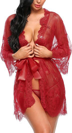 Avidlove Women's Lace Kimono Robe Babydoll Lingerie Mesh Nightgown S-5XL