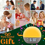 Sunrise Alarm Clock & White Noise Machine, Effective Alarm Clocks for Deep Sleepers, Bluetooth Speaker Wake Up Light, Sunset Simulation, 30 Soothing Sounds, FM Radio, USB Phone Charging Port