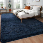 Navy Blue Area Rug 8x10 Large Rugs for Living Room Bedroom, Fluffy Soft Rug Modern Carpets for Kids Room, Non-Skid Rectangular Indoor Rug for Girls Boys Playroom Nursery Room Home Decor