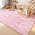 Litanika 6x9 Fluffy Shag Faux Fur Area Rug for Living Room Bedroom, Tie-Dyed Pink High Pile Soft Plush Shaggy Furry Bedside Playroom Dorm Carpet, Non-Slip, Non-Shedding Modern Indoor Floor Rug