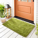 Noahas Door Mat Indoor Entrance,2x3 Shaggy Small Green Area Rugs for Entryway,Non-Slip Fluffy Entry Bedroom Rug,Soft Plush Bedside Throw Kids Carpet