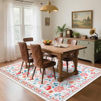 CRYPTOLITE Living Room Rug 6x9 Rug, Machine Washable Area Rug Non Slip Low Pile Floral Rug for Living Room, Bedroom, Farmhouse, Dining Room, Kids Playroom, Beige