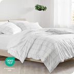 Bare Home Bedding Duvet Cover Queen Size - Premium 1800 Super Soft Collection - Lightweight, Duvet Cover - Soft Textured Bedding (Queen, Modern Plaid - White/Grey)