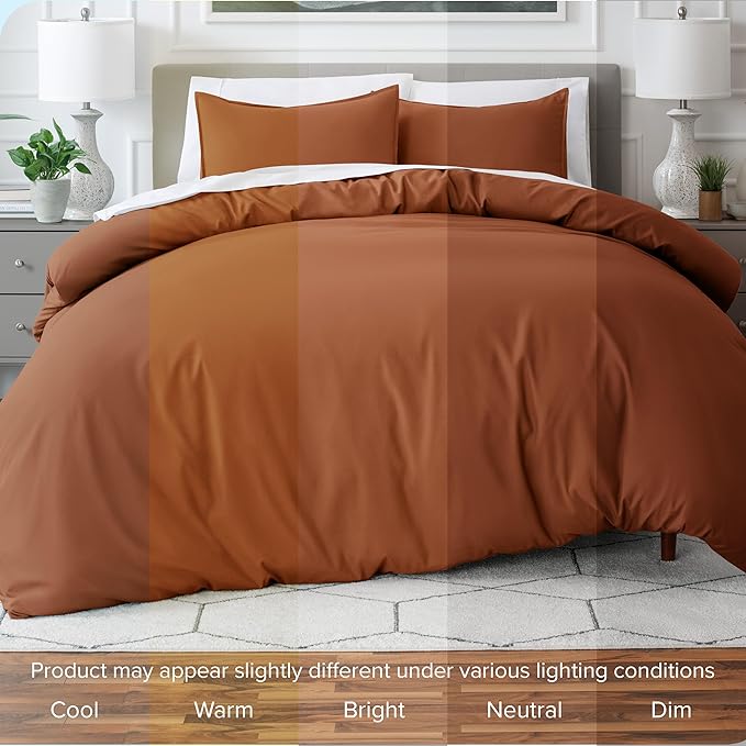 Bare Home Bedding Duvet Cover Extra Long Size - Premium 1800 Super Soft Collection - Lightweight, Cooling - Soft Breathable Bedding Duvet Cover (Twin/Twin XL, Terracotta)