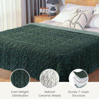 Sherpa Fleece Adult Weighted Blanket Great for Sleep, 15 lbs Dual Sided Soft Fuzzy Heavy Blankets for Couch Bed Sofa, Cozy Warm Fluffy Jacquard Throw for Winter (Green, 60" x 80", 15 Pounds)