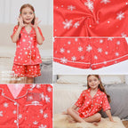 QPANCY Kids Satin Pajamas Sets Baby Boy Girl Button-Down Silk Sleepwear 2 Piece Short Sleeve Loungewear Clothes Set