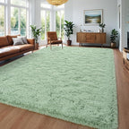 Sage Green Area Rug 6x9 Large Rugs for Living Room Bedroom, Fluffy Cute Rug Modern Carpets for Kids Room, Non-Skid Rectangular Indoor Rug for Girls Boys Playroom Nursery Room Home Decor