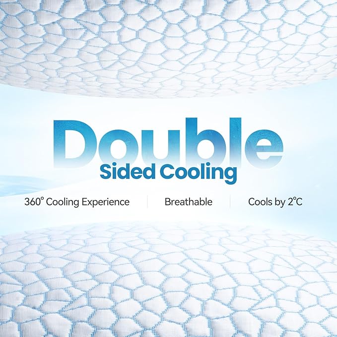 QUTOOL Cooling Pillows for Hot Sleeping, Shredded Memory Foam Pillows Queen Size Set of 1,Adjustable Soft & Firm Gel Bed Pillow for Side, Back, Stomach Sleepers