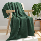 Whale Flotilla Chunky Knit Throw Blanket for Couch and Bed, Deep Green Decorative Cozy Fleece Blanket, Reversible Soft Fuzzy Woven Throws, 60x80 Inch