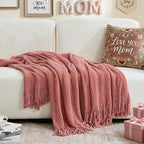 inhand Coral Pink Chunky Chenille Throw Blanket for Couch Bed, Mothers Day/Mom Birthday Gifts for Mom from Daughter Son,Soft Boho Knitted Blanket,Cozy Decor for Living Room,50"x60",Extra Thick