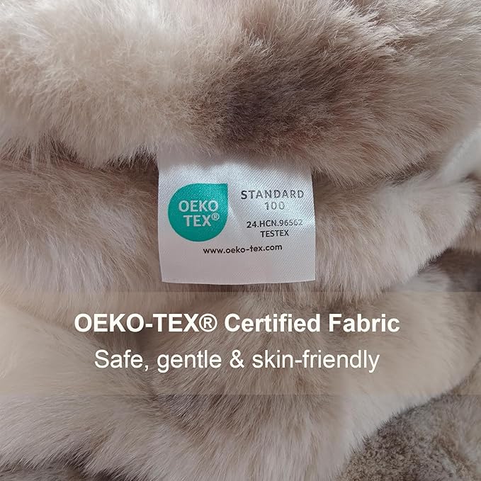 Faux Fur Throw Blanket 50x60 Inches, 800GSM Soft Plush Thick Bubble Blanket for Couch and Bed, Fuzzy Soft Tie-Dye Brown Faux Rabbit Fur Blanket for Sofa Living Room Bedroom