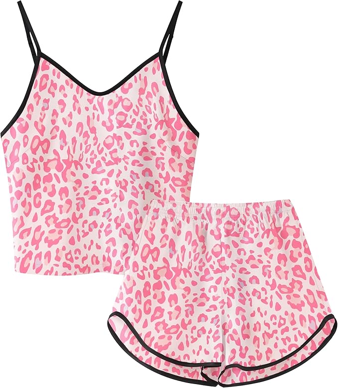 Girls & Women Silk Pajamas Set Satin Camisole Sleepwear 2 Piece Pjs, 3 Years - Women XXL