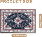 Area Rug 2x3 ft Entry Rug Washable Vintage Boho Rugs Non Slip Low Pile Floral Door Mat Small Carpet for Bedroom, Bedside, Kids Room, Office, Dining Room