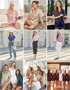 Silk Pajamas for Women Short Sleeve Sleepwear Soft Button Down Loungewear 2 Piece Satin Pjs Shorts Set S-XXL