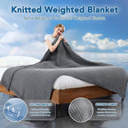 Topcee Knitted Weighted Blanket - 60"x80" 15lbs Queen Size Cooling Chunky Knit Heavy Blanket for Adults Cable Yarn Knit Decorative No Beads Soft Cozy and Cooling Weighted Throw Machine Washable