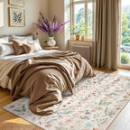 Lahome Chloe Insect Botanical Washable Beige 6x9 Area Rugs for Living Room, Non Slip Rugs for Bedroom, Boho Indoor Throw Dining Room Rugs for Under Table Carpet for Home Office Playroom(Beige,6x9)