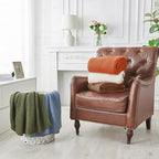 Douceur Rust Orange Throw Blanket for Bed, Soft Chunky Cable Knit Throw Blanket, Classic Fisherman's Rib Stitch Pattern Throw for Living Room,60"X80"