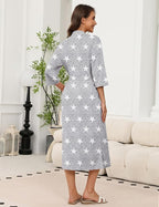 Ekouaer Robes for Women Long Knit Bathrobe Lightweight 3/4 Sleeves Kimono Robe Soft Sleepwear with Pockets S-XXL