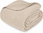 Comfy Cubs Muslin Blanket for Adults Twin 90" x 66" - 6 Layer Soft, Breathable & Lightweight Muslin Adult Blanket - Machine Washable & Designed in The US Bedding for All Seasons - Sand