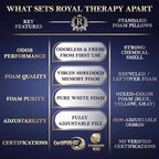 Royal Therapy Queen Memory Foam Pillow, Adjustable Shredded Odor-Free Pillow for Neck & Shoulder Pain Relief, Support for Back, Stomach, Side Sleepers, CertiPUR-US