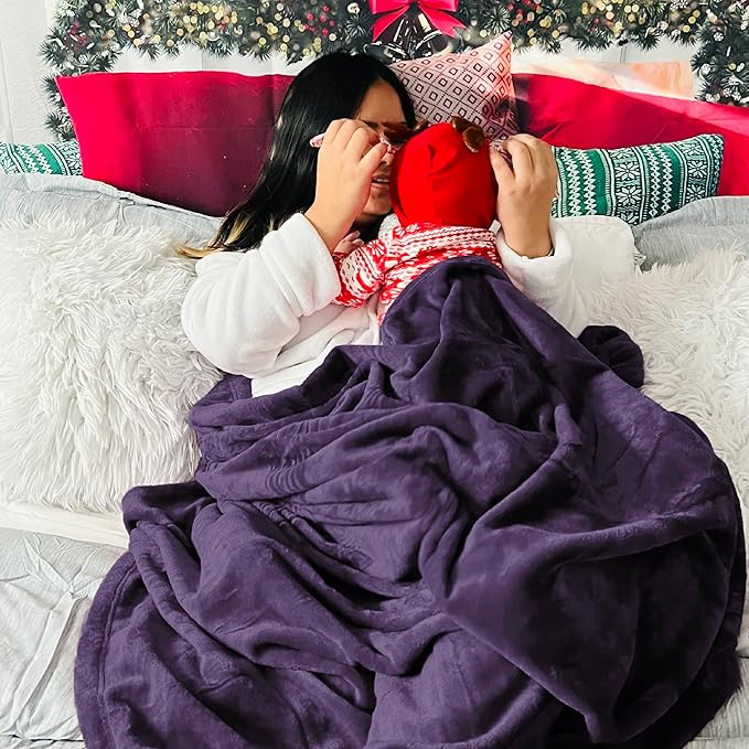 Bedsure Fleece Blanket Twin Blanket Purple - 300GSM Soft Lightweight Plush Cozy Twin XL Blankets for Bed, Sofa, Couch, Travel, Camping, 66 inch X 90 inch