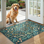 Lahome Chloe Insect Botanical 2x3 Kitchen Rugs for Entryway, Washable Small Green Door Mat Indoor Entrance, Soft Non-Slip Indoor Throw Carpet for Bathroom Bedroom Laundry(Dark Green,2x3)