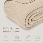 Comfy Cubs Muslin Blanket for Adults Twin 90" x 66" - 6 Layer Soft, Breathable & Lightweight Muslin Adult Blanket - Machine Washable & Designed in The US Bedding for All Seasons - Sand