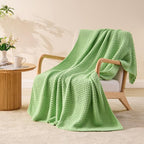 BEDELITE Green Throw Blanket Chunky Cable Knit Cozy Blanket for Couch,Super Soft Woven Blanket for Room Decor,50"x60"