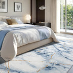 CRYPTOLITE Area Rugs 8x10 Rug for Living Room Abstract Washable Rug with Non-Slip Backing Low Pile Area Rug for Bedroom, Dining Room, Blue