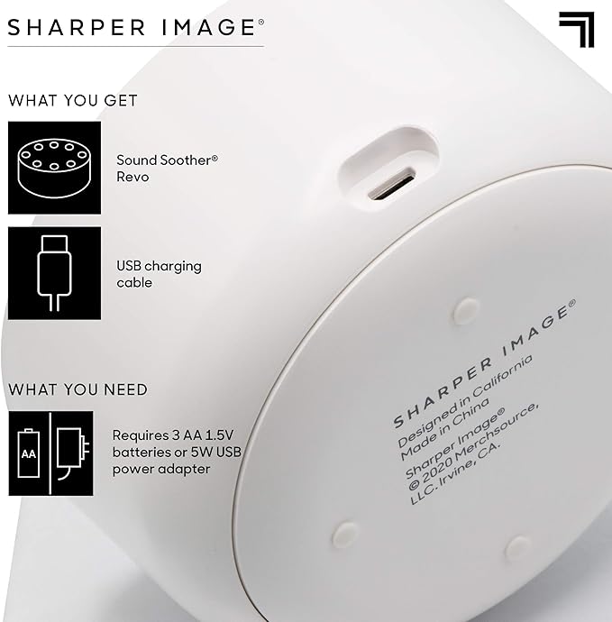 Sharper Image White Noise Sound Machine, Sleep Sounds to Support Restful Sleep, Meditation & Relaxation Naps, 6 Soothing Nature Soundscapes for Baby, Kids & Adults, Portable for Home & Travel
