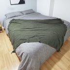 LOMAO Knitted Throw Blanket with Tassels Bubble Textured Lightweight Throws for Couch Cover Home Decor (Dark Olive, 60x80)