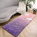 Purple Pink Area Rugs for Bedroom Living Room, 2x6 Feet Fluffy Bedside Rugs, Cute Carpet Rug for Kids Room Nursery, Furry Gradient Rugs for Girls Boys Dorm Room Home Decor