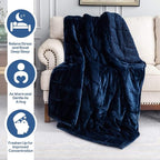 Cottonblue Weighted Blanket 15lbs for Queen Bed, Weighted Blankets for Adults, Fuzzy Soft Sherpa Flannel Throw, Cozy Plush Blanket for Sofa Bed,60 x 80 inches,Navy Blue