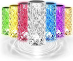 2 Pack Crystal Table Lamp, Remote and Touch Control Rose Wave Lamp, RGB Color Changing Night Light, Dimmable, USB Rechargeable Decoration Ambient Lighting for Dinner/Bars/Game Room/Living Room/Bedroom