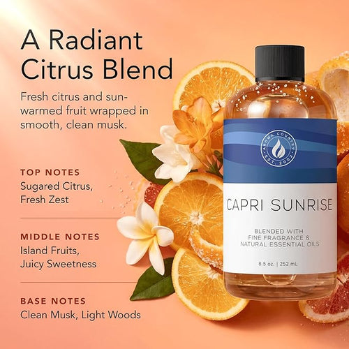 Aroma Country Capri Sunrise Diffuser Oil - Volcano Inspired- Luxury Essential Oils for Diffuser Refill & Air Freshener Room Spray, Long-Lasting, Natural Home Fragrance for Scent Machines (8.5 Fl oz)