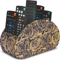 QIELIZI Remote Control Holder, PU Leather Remote Caddy Desktop Organizer with 5 Spacious Compartments for TV Remotes/Media Controllers/Office Supplies (1-3D Rose Yellow