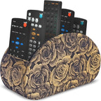 QIELIZI Remote Control Holder, PU Leather Remote Caddy Desktop Organizer with 5 Spacious Compartments for TV Remotes/Media Controllers/Office Supplies (1-3D Rose Yellow