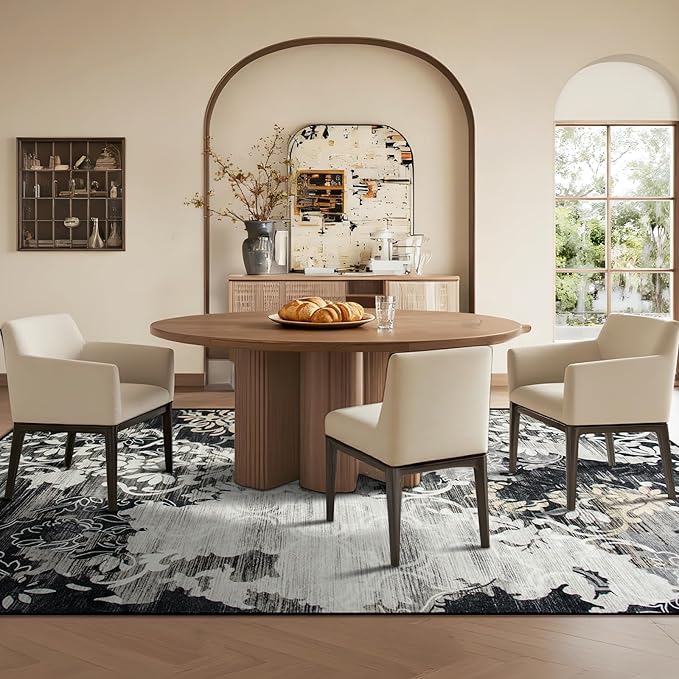CRYPTOLITE Area Rugs 9x12 Rug for Living Room Abstract Washable Rug with Non-Slip Backing Low Pile Area Rugs for Bedroom, Dining Room, Black