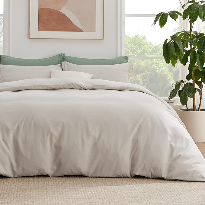 Bedsure Duvet Cover with Fitted Sheet King - Cooling Deep Pocket, Hotel Luxury Soft Double Brushed Bedding Set with Zipper Closure, 1 Duvet Cover, 1 Fitted Sheet, 2 Pillow Shams, NO Comforter, Linen