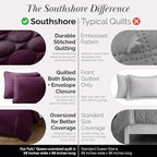 Southshore Fine Living, Inc. Oversized Quilt Bedding Set Queen, Soft Coverlet Full Size, Lightweight Bedspread 3-Piece with Two Matching Quilted Pillow Shams, All Season Full/Queen Quilts, Purple
