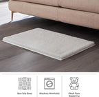 Home-Complete Faux Fur Bath Mat – 21x34-Inch Nonslip Jacquard Faux Fur Rug for Washable Rug Bathroom or Kitchen, Beige