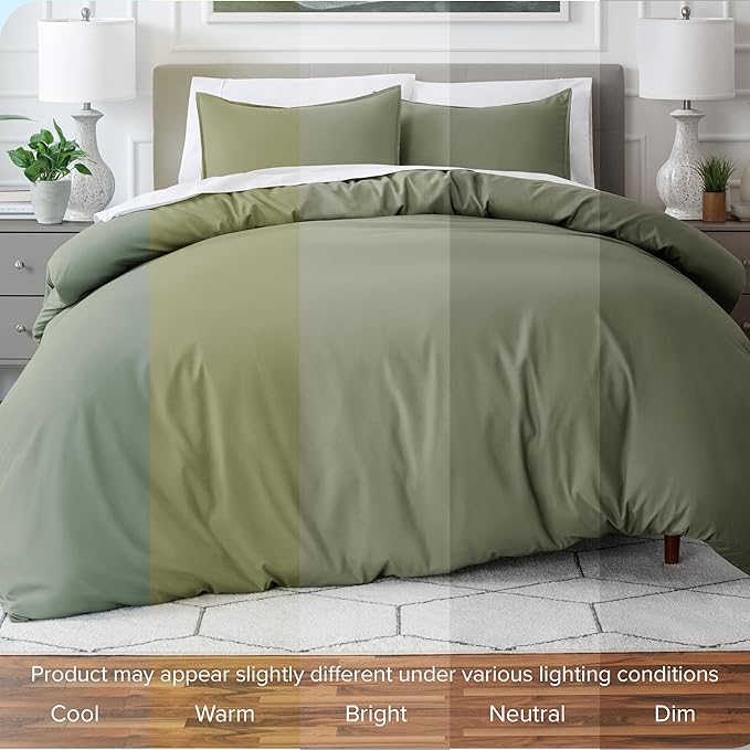 Bare Home Bedding Duvet Cover California King Size - Premium 1800 Super Soft Collection - Lightweight, Cooling - Soft Breathable Bedding Duvet Cover (Cal King, Sage)