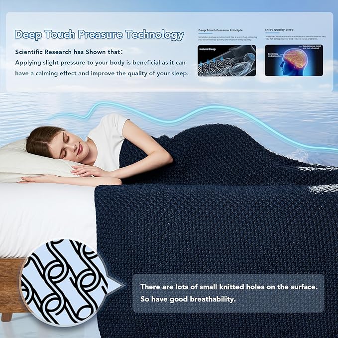 Topcee Knitted Weighted Blanket - 48"x72" 12lbs Cooling Chunky Knit Heavy Blanket for Adults Cable Yarn Knit Decorative No Beads Soft, Cozy and Cooling Weighted Throw Blankets Machine Washable