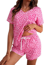 ASTANFY Valentines Day Pajamas Women 2 Piece Silk Valentine Pjs Cute Heart Pajamas V Neck Satin Sleepwear Loungewear Set