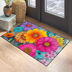 Floral Area Rug 2x3 ft Entry Rug Washable Boho Rugs Non Slip Low Pile Spring Floral Door Mat Small Carpet for Bedroom, Bedside, Kids Room, Office, Dining Room