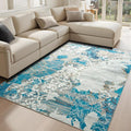 CRYPTOLITE Abstract Area Rug 5x7 Washable Rug with Non-Slip Backing Low Pile Area Rug Area Rugs for Living Room, Bedroom, Dining Room, Blue