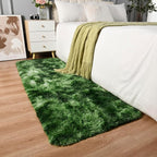 Tie-Dyed Green Runner Area Rugs for Bedroom Living Room, 2x6 Feet Fluffy Bedside Rugs, Soft Shaggy Carpet Rug for Kids Room Nursery, Furry Cute Rugs for Girls Boys Dorm Room Home Decor