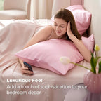Bedsure Satin Pillowcase 2 Pack Similar to Silk Pillow Cases Standard Size, Pink Pillow Case Covers with Envelope Closure, Home Decor Valentine Gifts for Women Girls,20x26 Inches, 2pcs